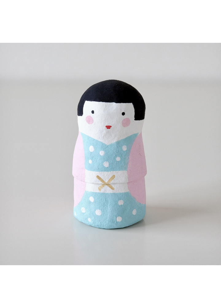 羅工房 • Hariko手繪和紙娃娃 • きもの水玉 (和服·圓點)